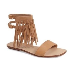 Splendid Taryn Fringe Nude Tan Leather Boho Sandals 8